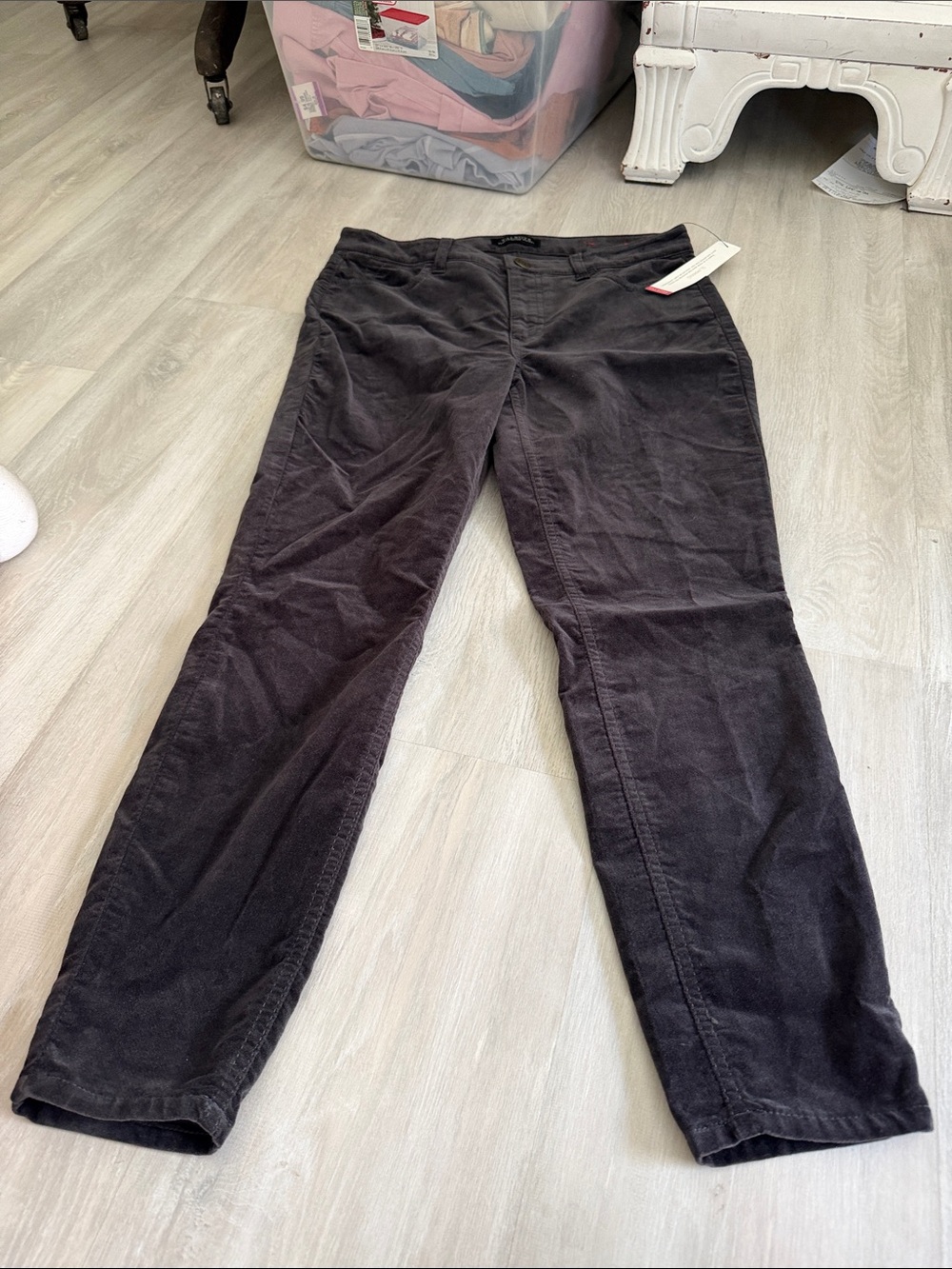 Talbots Dark gray Straight-Leg velvet pants size 8P